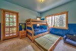 Bunk room: Twin over full bunk AND full size trundle bed. DVD player/TV.